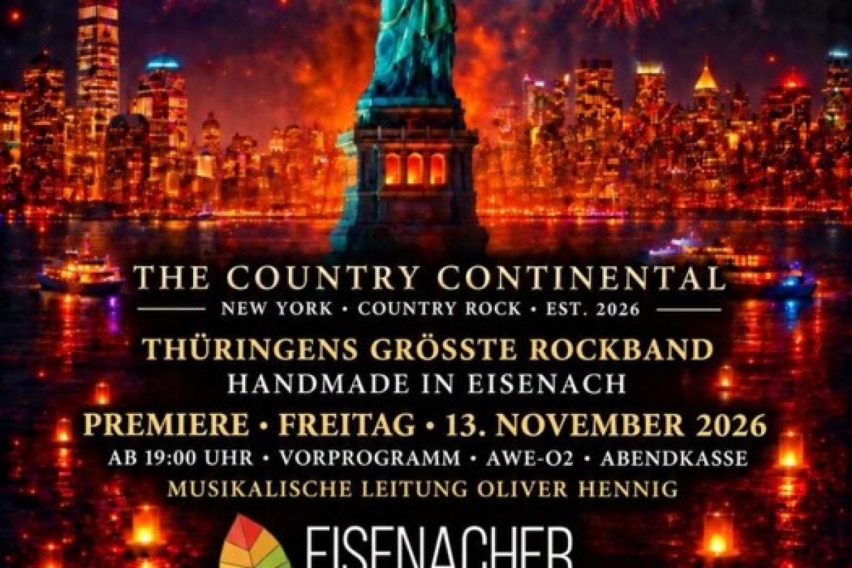 Bild zur Veranstaltung: THÜRINGENS GRÖSSTE ROCKBAND-THE COUNTRY CONTINENTAL-HANDMADE IN EISENACH-KULTURHERBST EISENACH